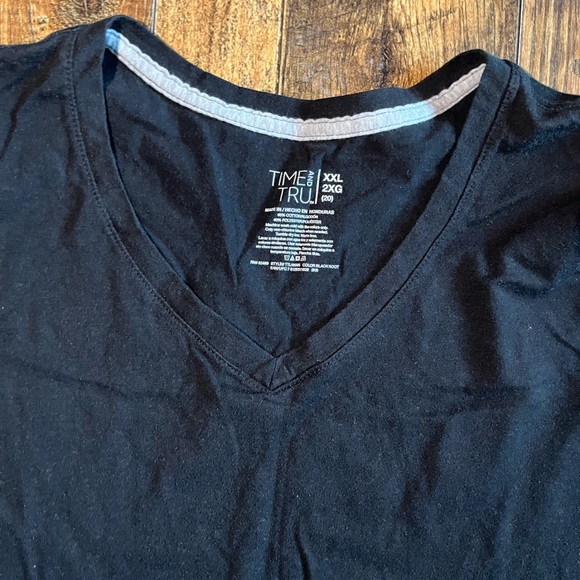 Women's V-Neck Short Sleeve Tees - Black and Blue - Picture 5 of 5